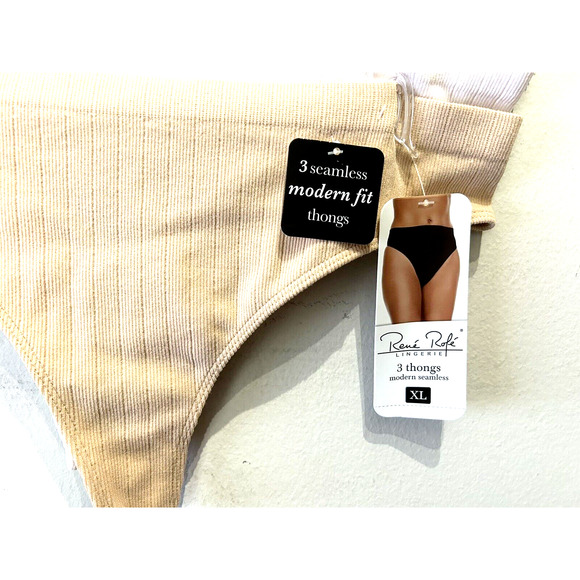 NWT Women's Rene Rofe Lingerie Set Of 3 Seamless Thong Panties in Size XL 16 - Picture 2 of 8